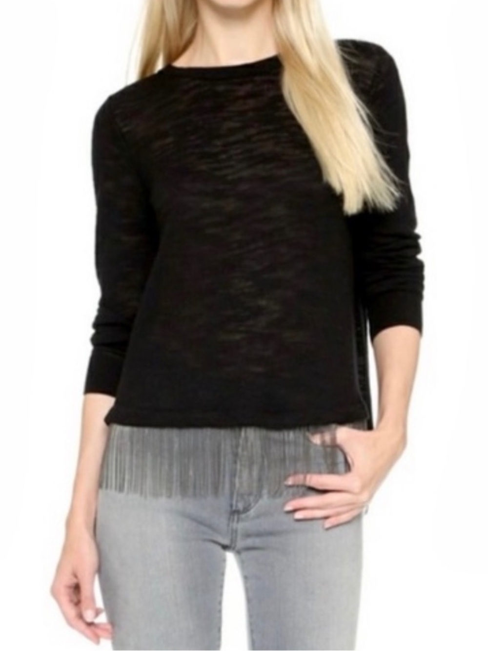 Milly Chain Fringe Swing Sweater Top Size Large